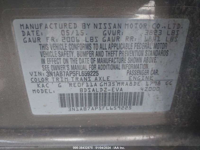 2015 NISSAN SENTRA SV - 3N1AB7AP5FL659225