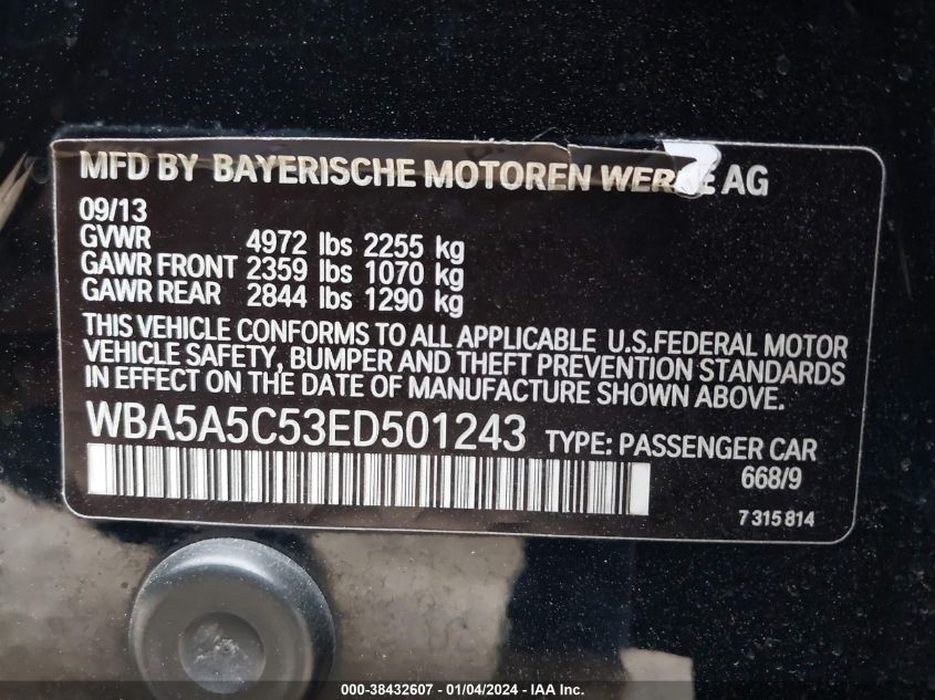 2014 BMW 528I - WBA5A5C53ED501243