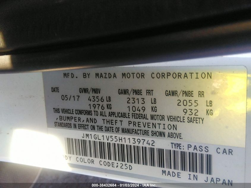 2017 MAZDA MAZDA6 TOURING - JM1GL1V55H1139742