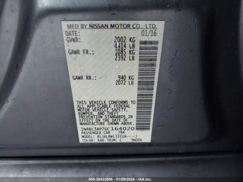 2016 NISSAN ALTIMA 3.5 SL - 1N4BL3AP7GC164020