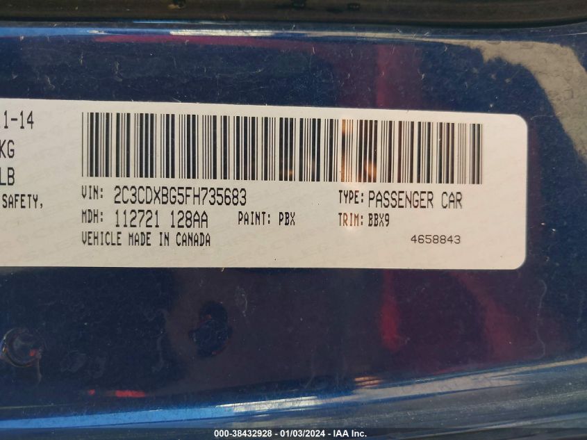 2015 DODGE CHARGER SE - 2C3CDXBG5FH735683