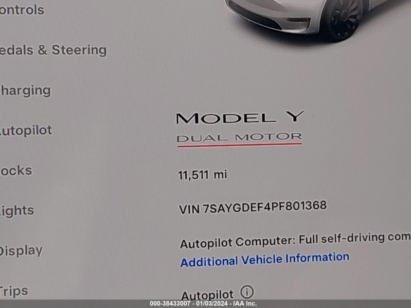 2023 TESLA MODEL Y - 7SAYGDEF4PF801368