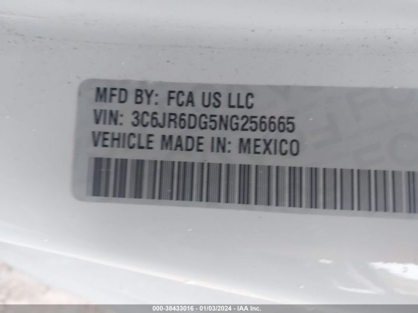 2022 RAM 1500 CLASSIC TRADESMAN - 3C6JR6DG5NG256665