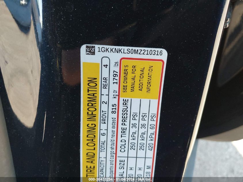 2021 GMC ACADIA FWD SLE - 1GKKNKLS0MZ210316