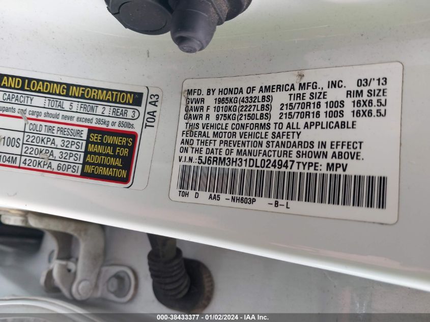 2013 HONDA CR-V LX - 5J6RM3H31DL024947