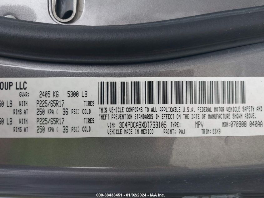 2013 DODGE JOURNEY SE - 3C4PDCABXDT733105