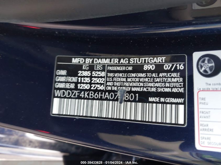 2017 MERCEDES-BENZ E 300 4MATIC - WDDZF4KB6HA076801