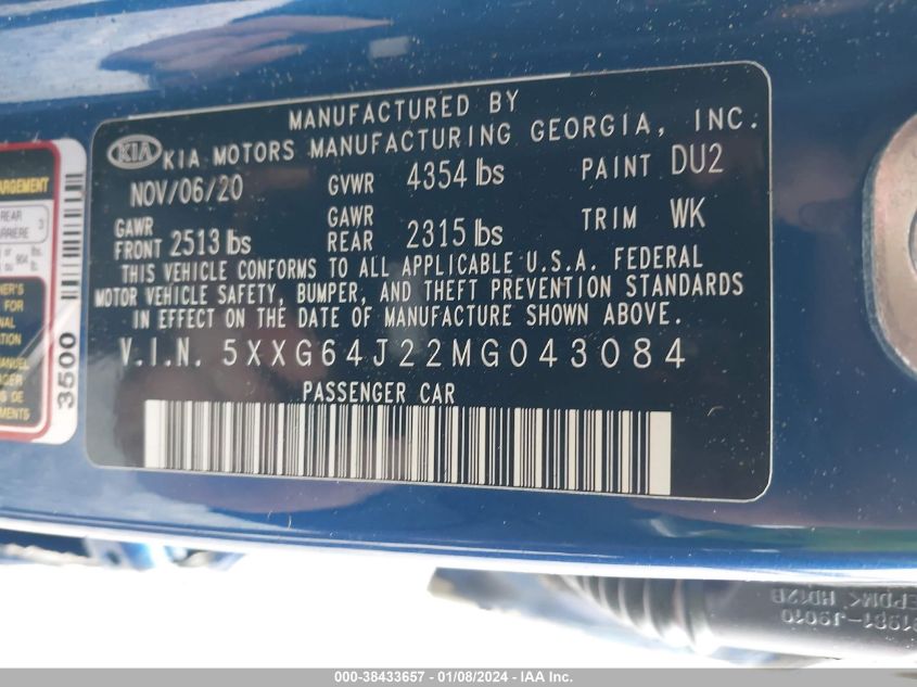 2021 KIA K5 GT LINE - 5XXG64J22MG043084