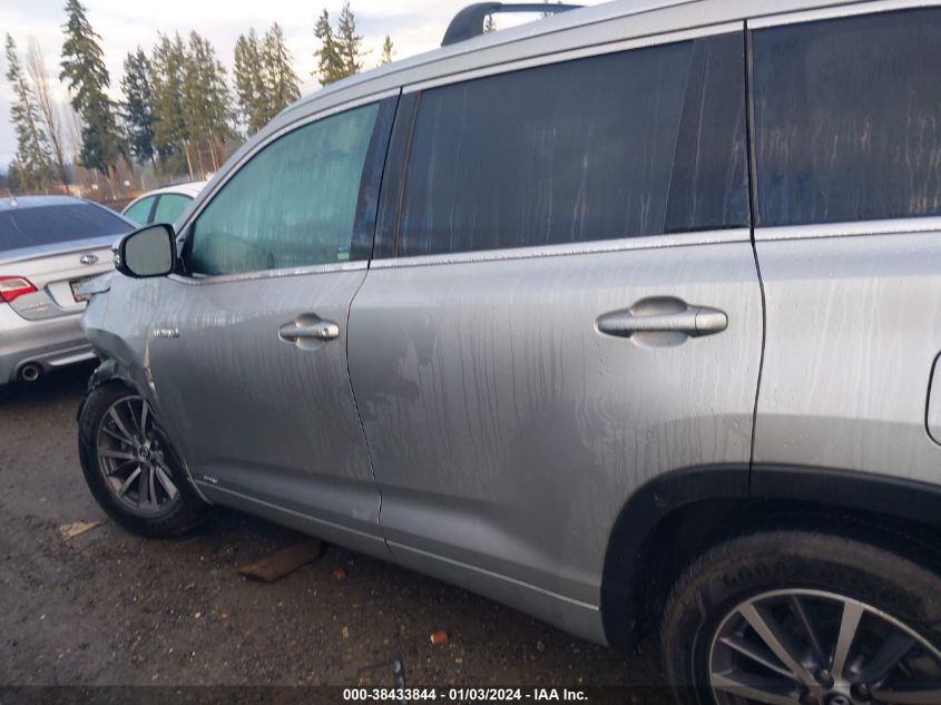 2018 TOYOTA HIGHLANDER HYBRID XLE 5TDJGRFH6JS048960