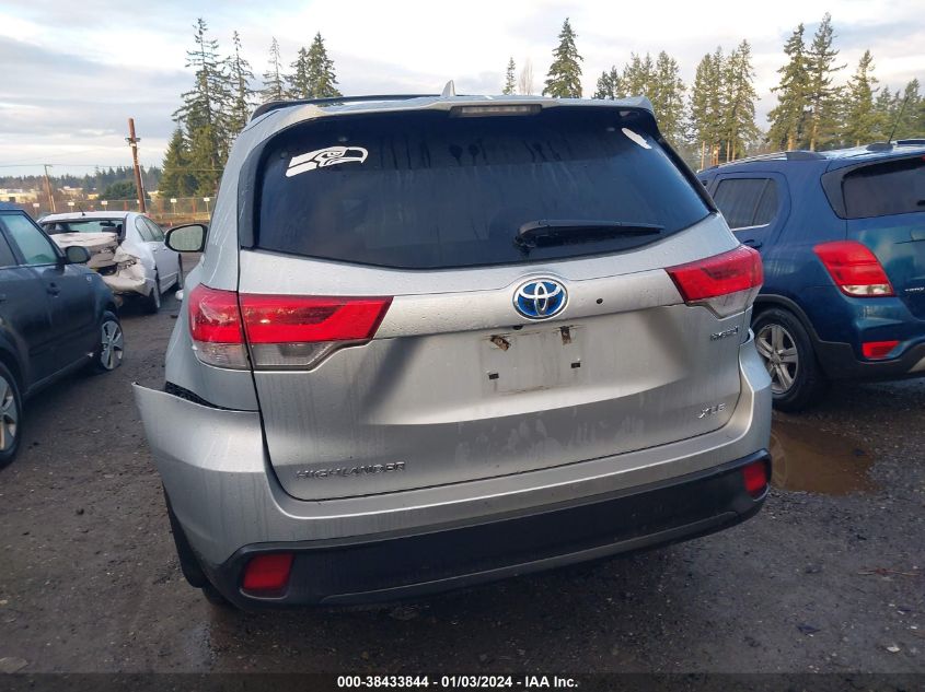 2018 TOYOTA HIGHLANDER HYBRID XLE 5TDJGRFH6JS048960