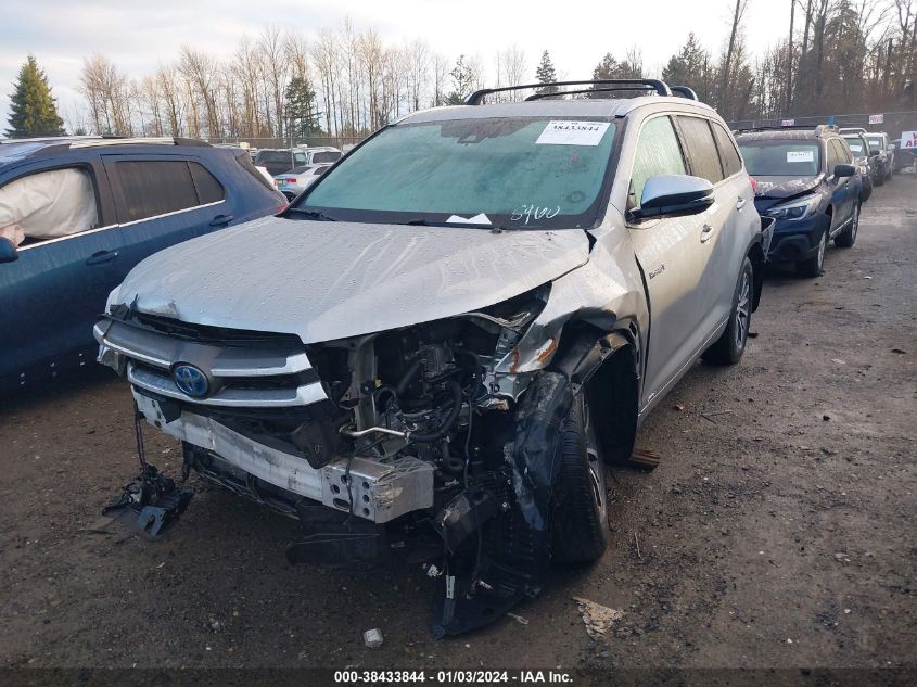 2018 TOYOTA HIGHLANDER HYBRID XLE 5TDJGRFH6JS048960