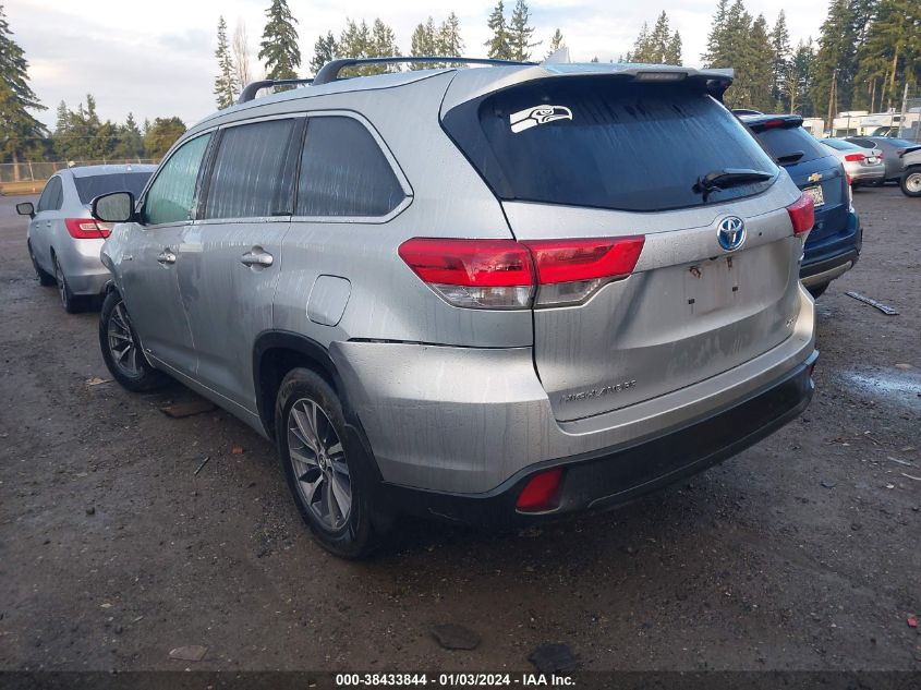 2018 TOYOTA HIGHLANDER HYBRID XLE 5TDJGRFH6JS048960