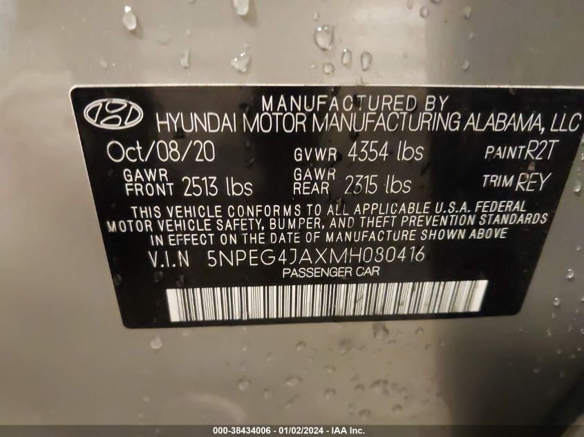 2021 HYUNDAI SONATA SE - 5NPEG4JAXMH080416