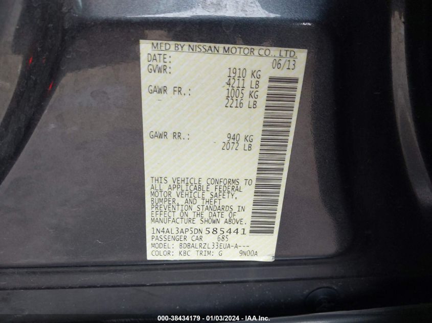 2013 NISSAN ALTIMA 2.5 S - 1N4AL3AP5DN585441