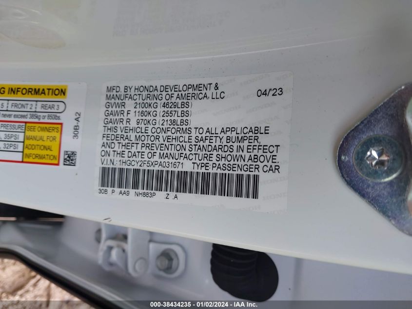 2023 HONDA ACCORD HYBRID SPORT - 1HGCY2F5XPA031671