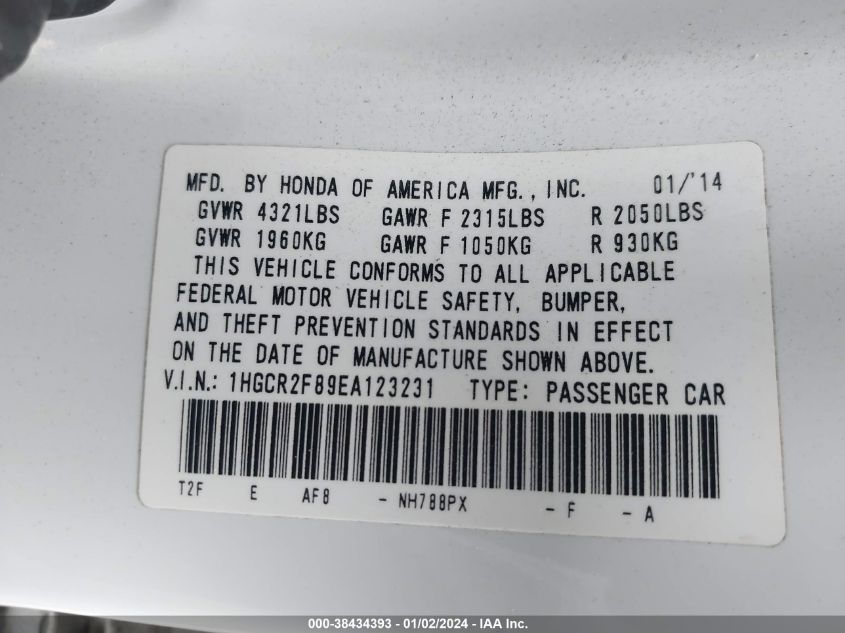 2014 HONDA ACCORD EX-L - 1HGCR2F89EA123231