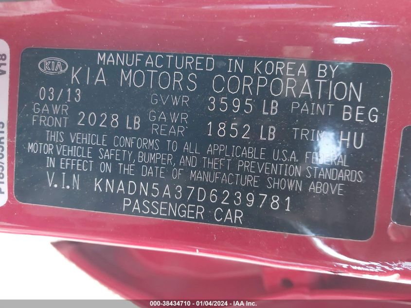 2013 KIA RIO EX - KNADN5A37D6239781