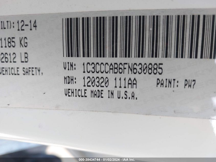 2015 CHRYSLER 200 LIMITED - 1C3CCCAB6FN630885