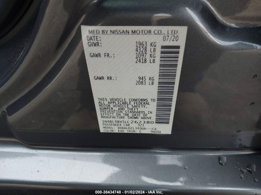 2020 NISSAN ALTIMA S FWD - 1N4BL4BV5LC262380