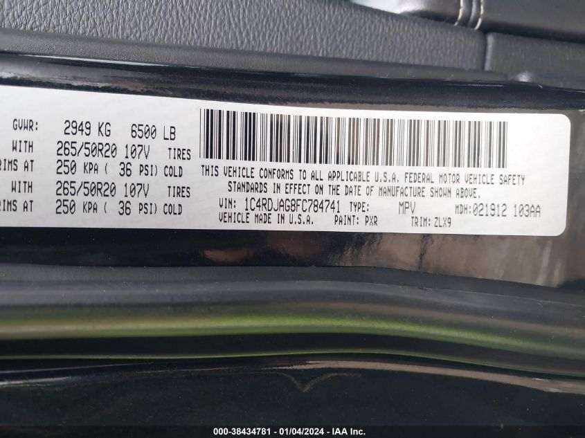 2015 DODGE DURANGO SXT - 1C4RDJAG8FC784741