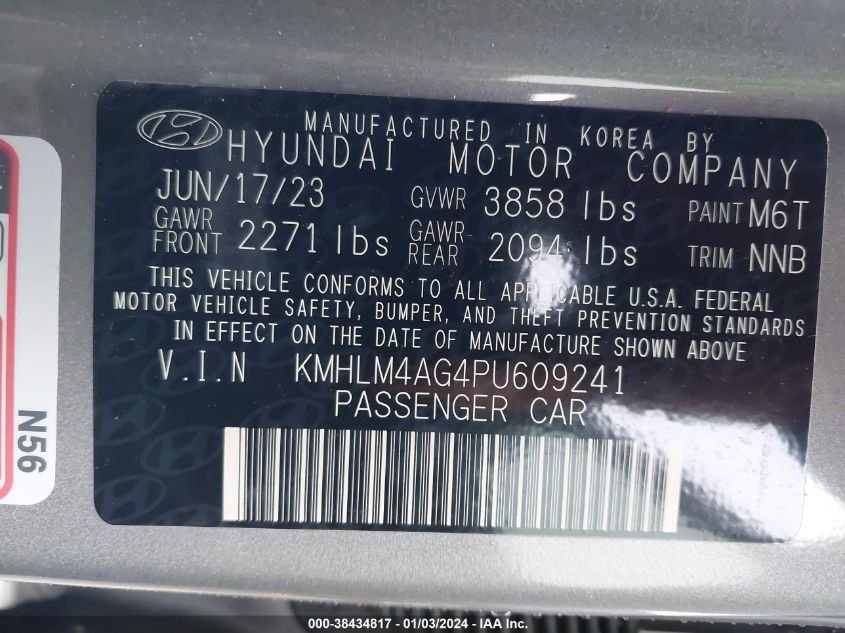 KMHLM4AG4PU609241 | 2023 HYUNDAI ELANTRA