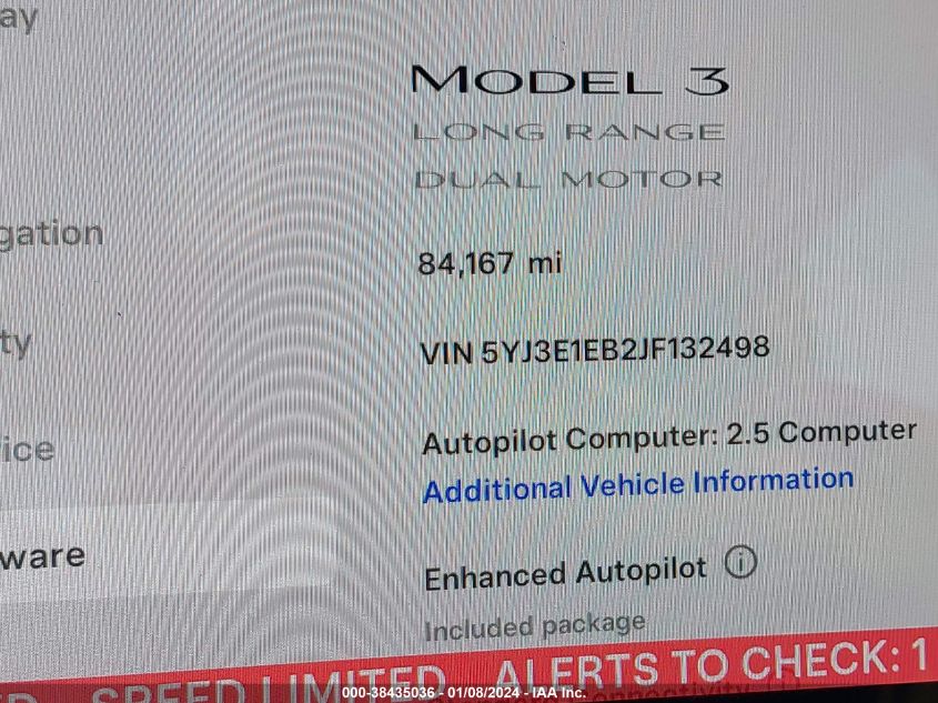 2018 TESLA MODEL 3 LONG RANGE/PERFORMANCE - 5YJ3E1EB2JF132498