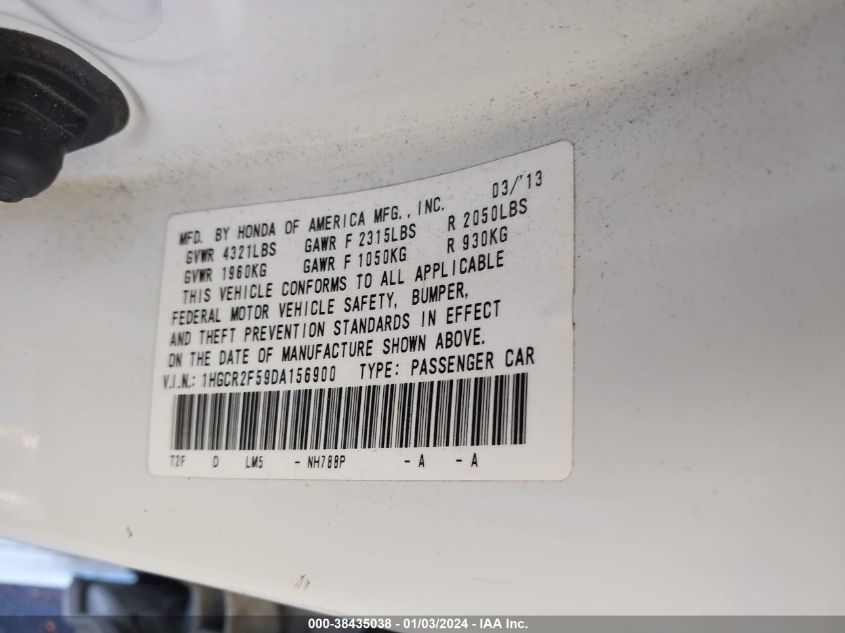 2013 HONDA ACCORD SPORT - 1HGCR2F59DA156900