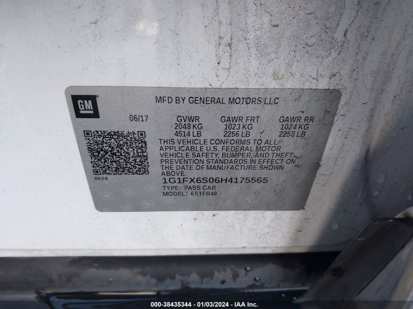 2017 CHEVROLET BOLT EV PREMIER - 1G1FX6S06H4175565