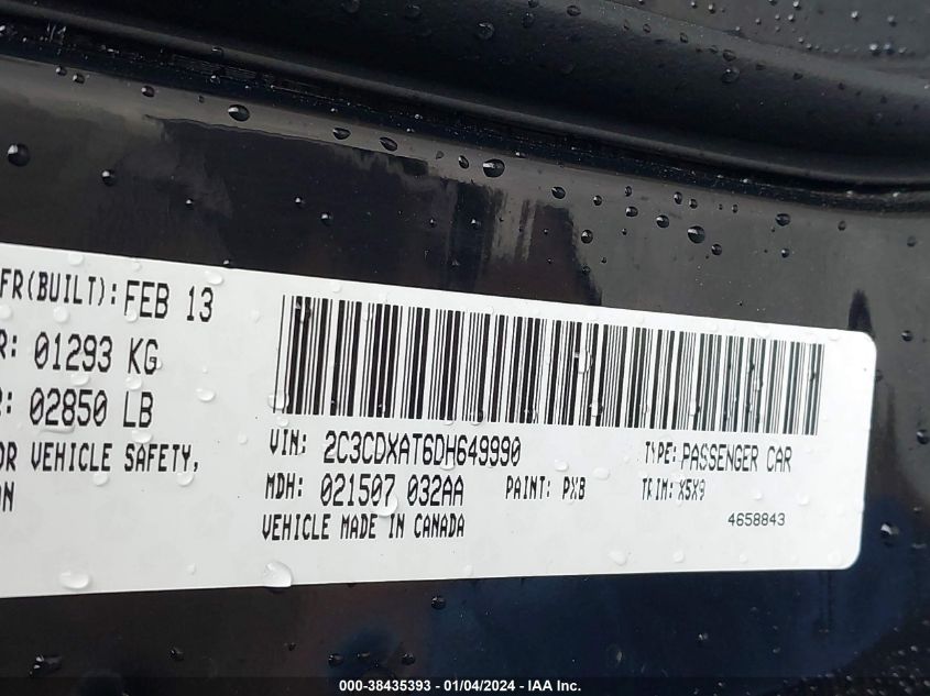2013 DODGE CHARGER POLICE - 2C3CDXAT6DH649990