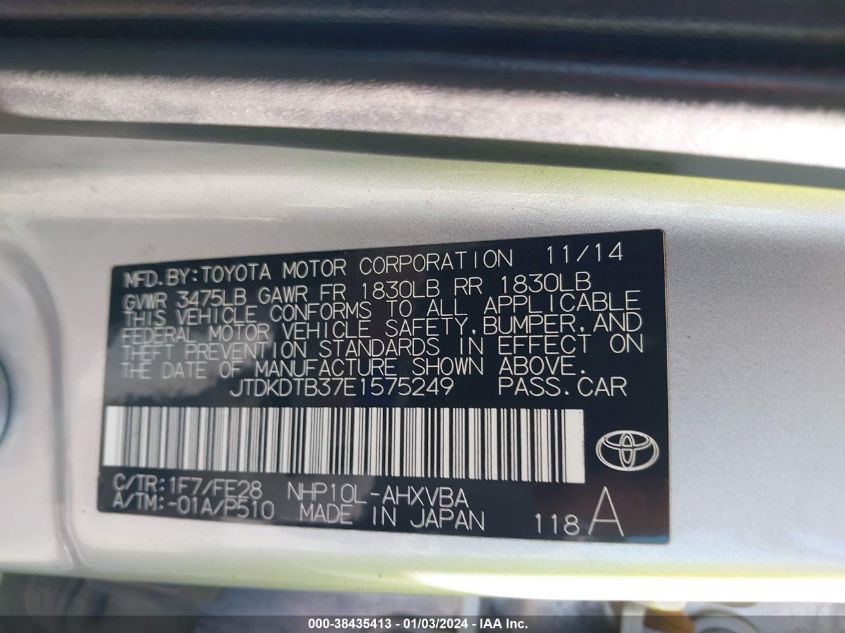 2014 TOYOTA PRIUS C ONE - JTDKDTB37E1575249
