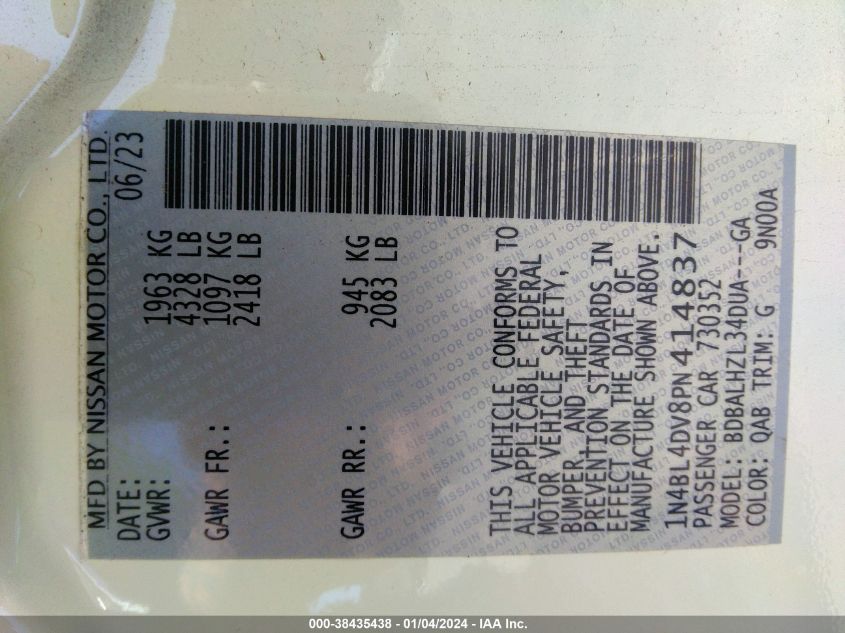 2023 NISSAN ALTIMA SV FWD - 1N4BL4DV8PN414837