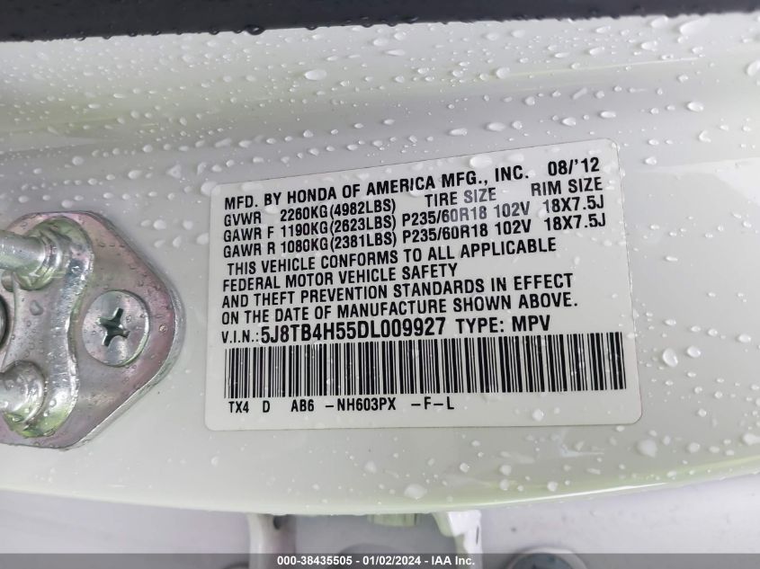 2013 ACURA RDX - 5J8TB4H55DL009927
