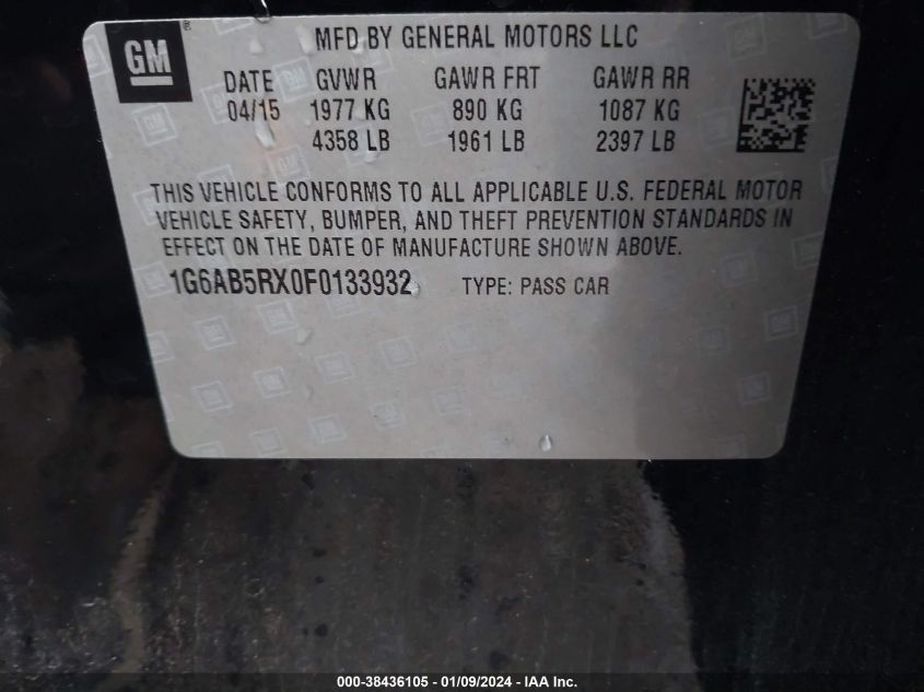 2015 CADILLAC ATS LUXURY - 1G6AB5RX0F0133932