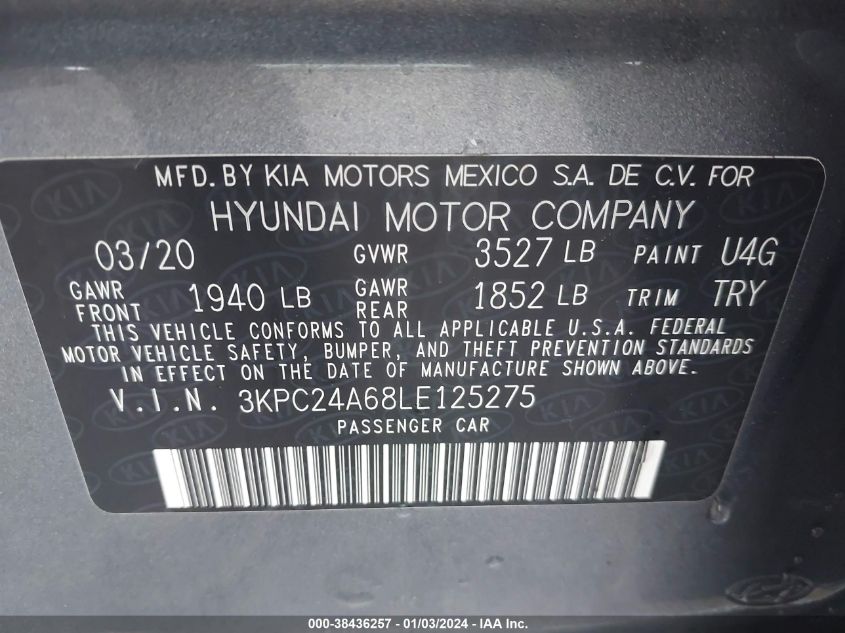 2020 HYUNDAI ACCENT SE/SEL - 3KPC24A68LE125275