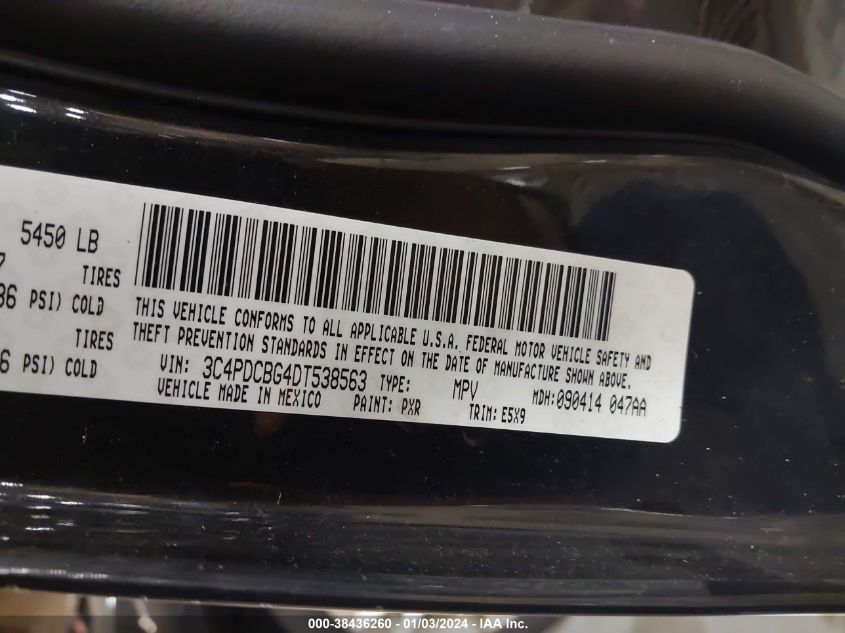 2013 DODGE JOURNEY SXT - 3C4PDCBG4DT538563