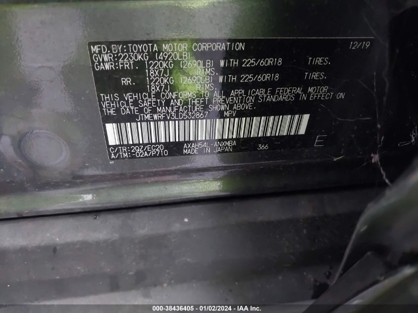 2020 TOYOTA RAV4 XSE HYBRID - JTMEWRFV3LD532867