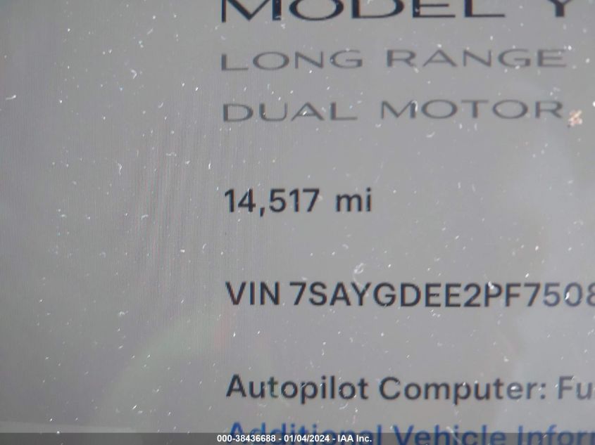 2023 TESLA MODEL Y - 7SAYGDEE2PF750881