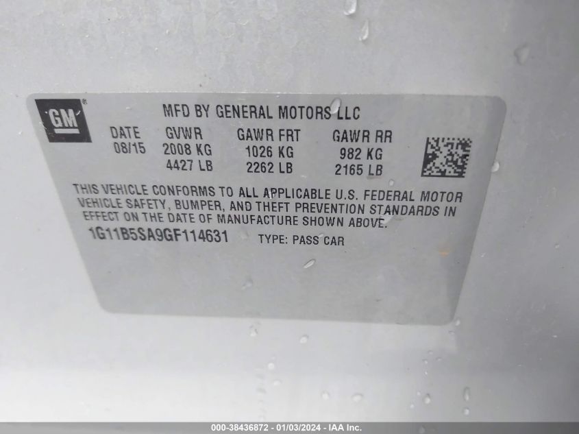 2016 CHEVROLET MALIBU LIMITED LS - 1G11B5SA9GF114631