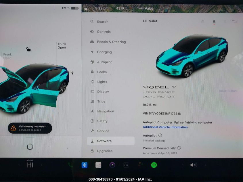 2021 TESLA MODEL Y - 5YJYGDEE1MF173818