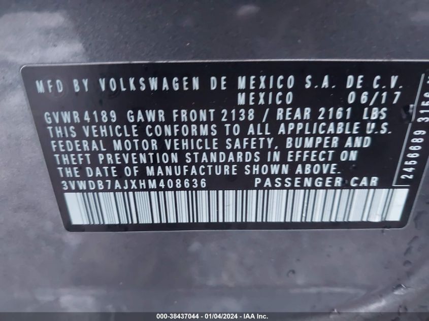2017 VOLKSWAGEN JETTA 1.8T SEL - 3VWL17AJ6HM211476