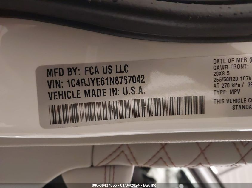 2022 JEEP GRAND CHEROKEE 4XE SUMMIT 4X4 1C4RJYE61N8767042