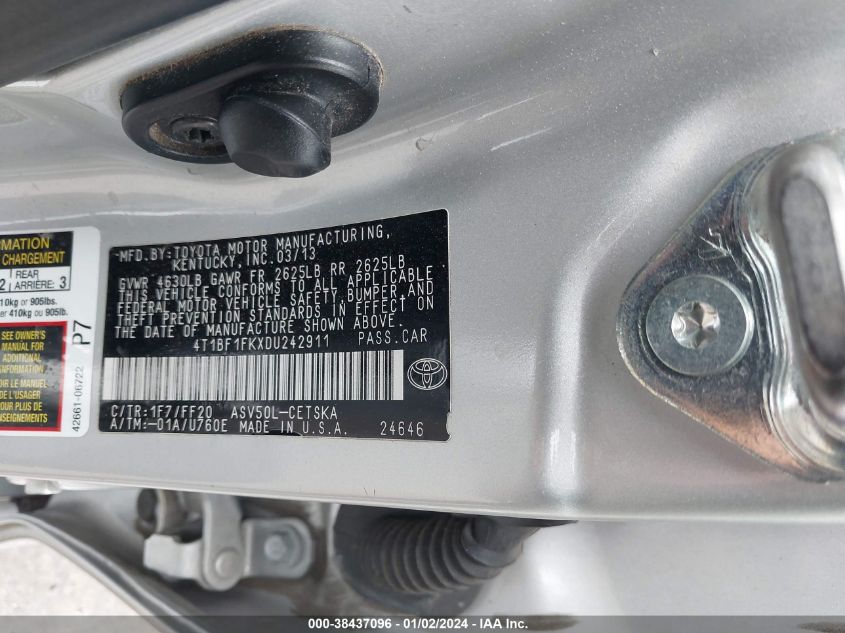 2013 TOYOTA CAMRY SE - 4T1BF1FKXDU242911