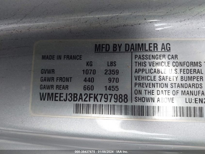2015 SMART FORTWO PURE/PASSION WMEEJ3BA2FK797988