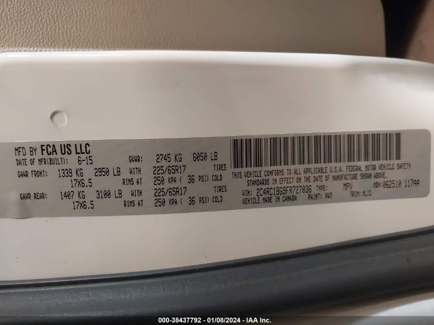 2015 CHRYSLER TOWN & COUNTRY TOURING - 2C4RC1BG9FR727036