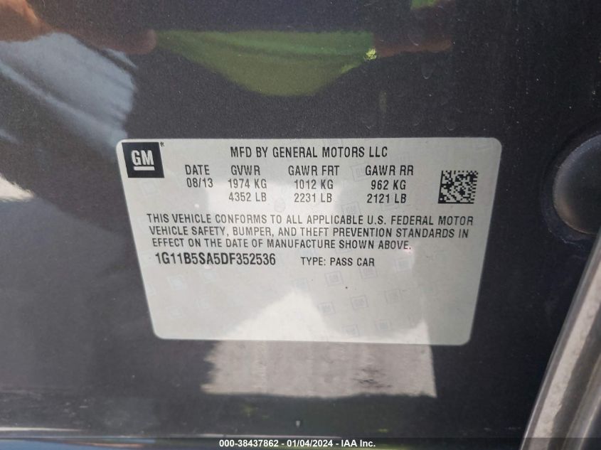 2013 CHEVROLET MALIBU LS - 1G11B5SA5DF352536