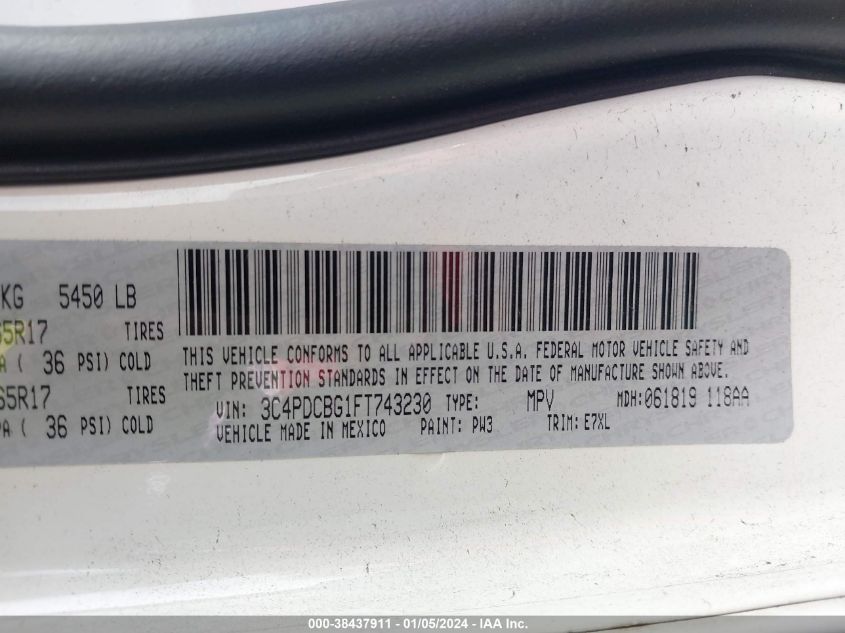 2015 DODGE JOURNEY SXT - 3C4PDCBG1FT743230