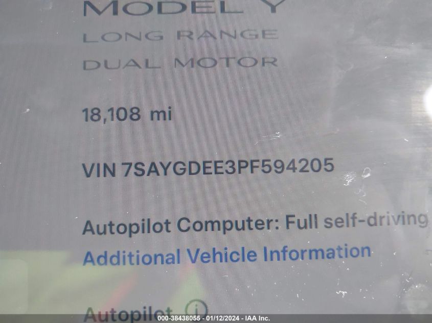 2023 TESLA MODEL Y - 7SAYGDEE3PF594205