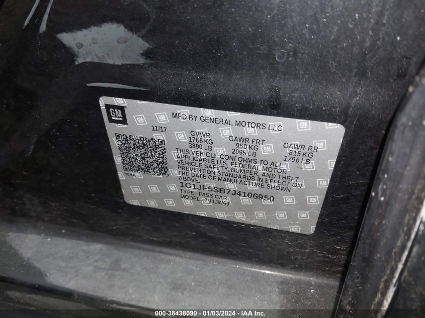 2018 CHEVROLET SONIC PREMIER - 1G1JF5SB7J4106950