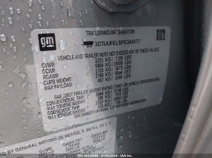 2023 GMC SIERRA 1500 4WD  SHORT BOX AT4X - 3GTUUFEL6PG344577