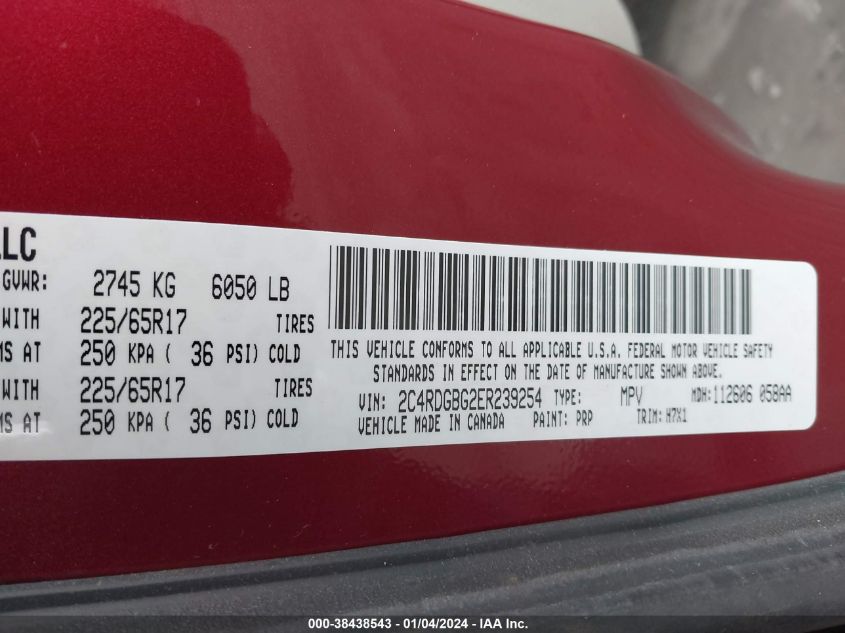 2014 DODGE GRAND CARAVAN AVP/SE - 2C4RDGBG2ER239254